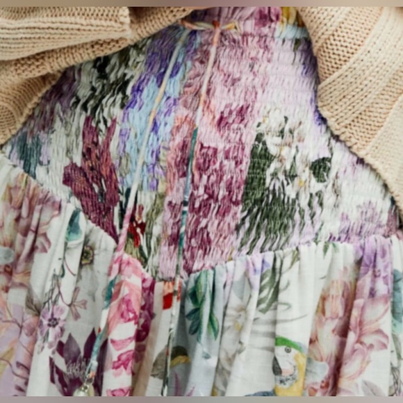 🌸 Zara Floral Smocked Pull-On Shorts | Size Medium | Boho Cottagecore - Picture 4 of 11